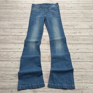 &Denim H&M Jeans Womens 28 Blue Denim Regular Waist Stretch Flare Leg Retro Boho